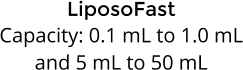 LiposoFast Capacity: 0.1 mL to 1.0 mL and 5 mL to 50 mL